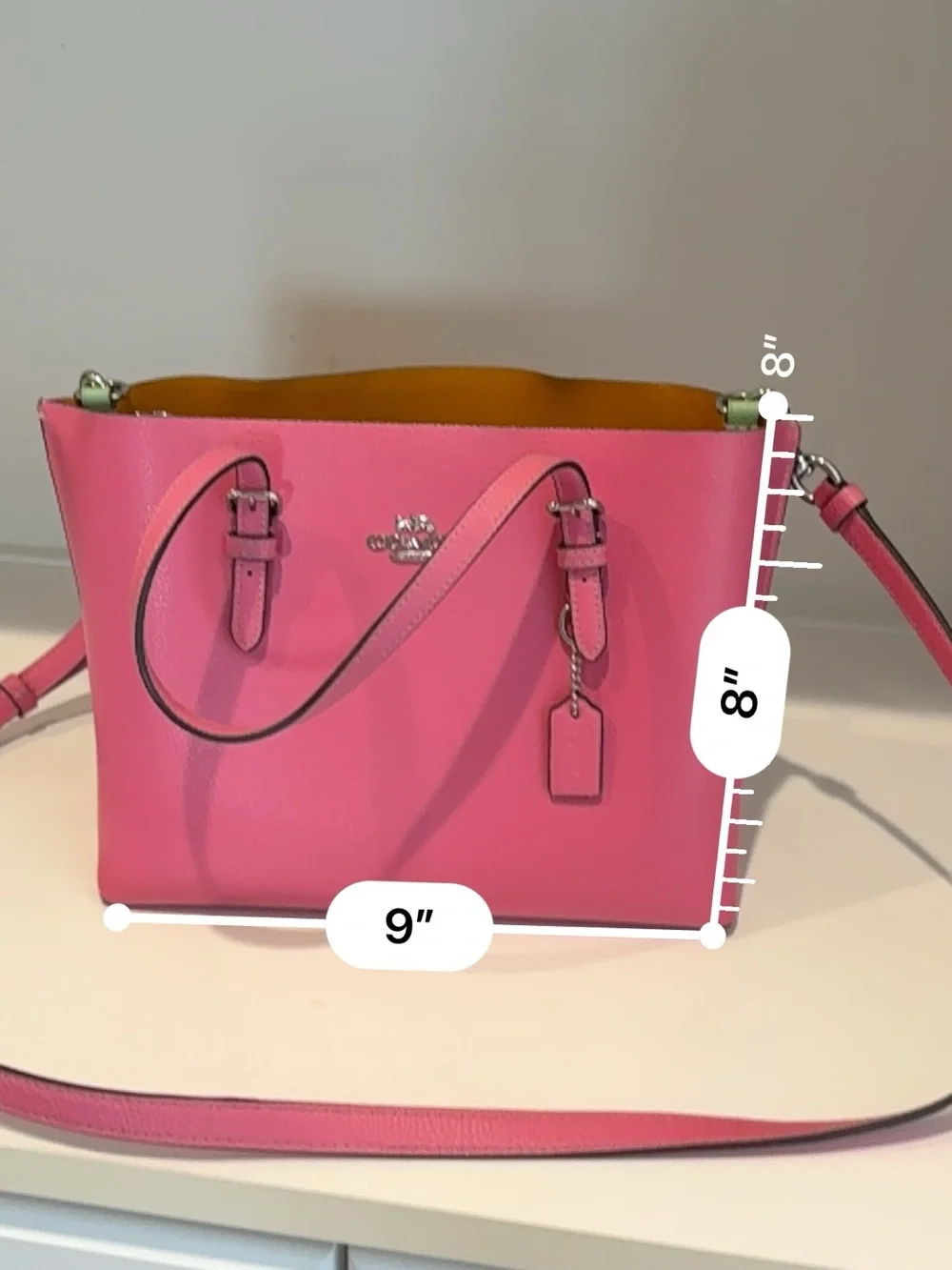 Coach Pink Leather Mollie Tote Purse with Crossbody Strap